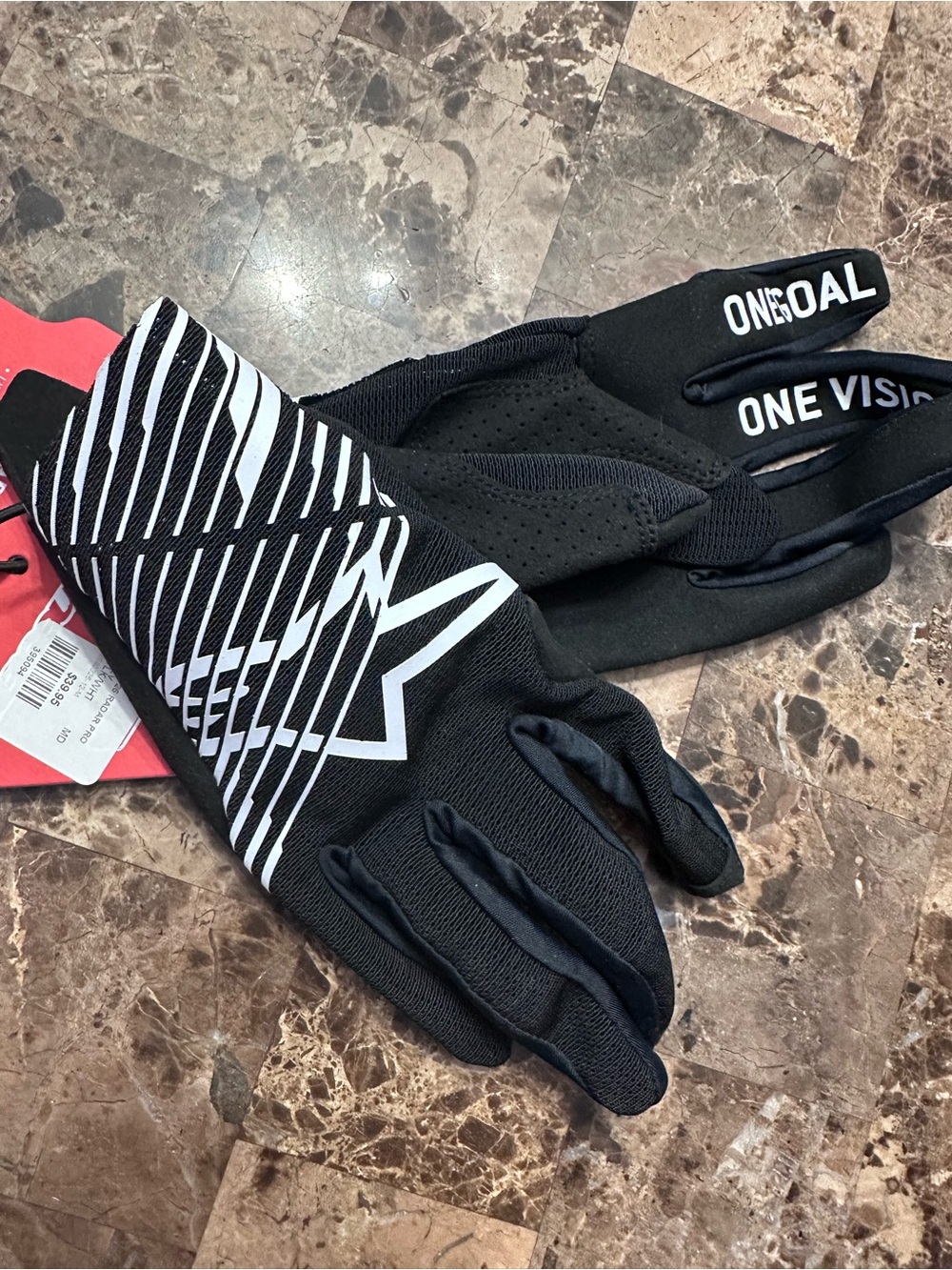Alpinestars Black Gloves with White Logo Text